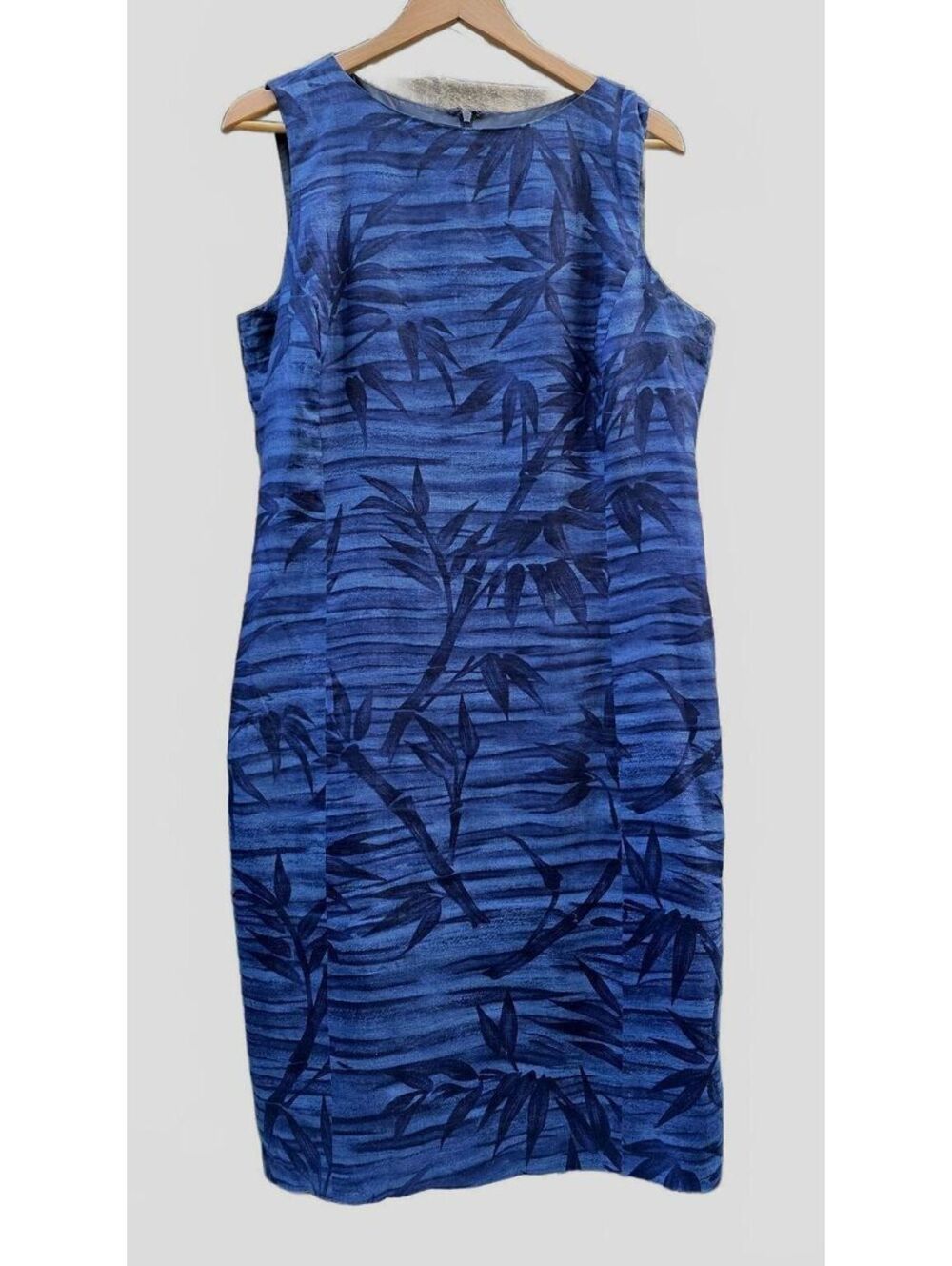 Liz Claiborne Blue Tropical Palm Leaf Sleeveless Sheath Dress -  Size 14
